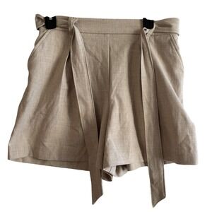 Rachel Zoe Tie Belted Waist Wide Leg Shorts High Waisted Women's SZ 6 Beige